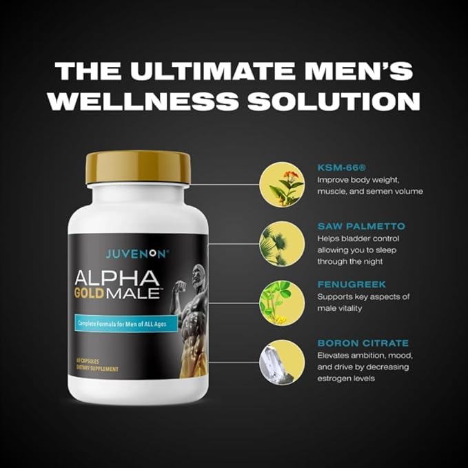 Juvenon Maximum Male BloodFlow-7 Nitric Oxide Supplement with Nitrosigine + Alpha Gold Male