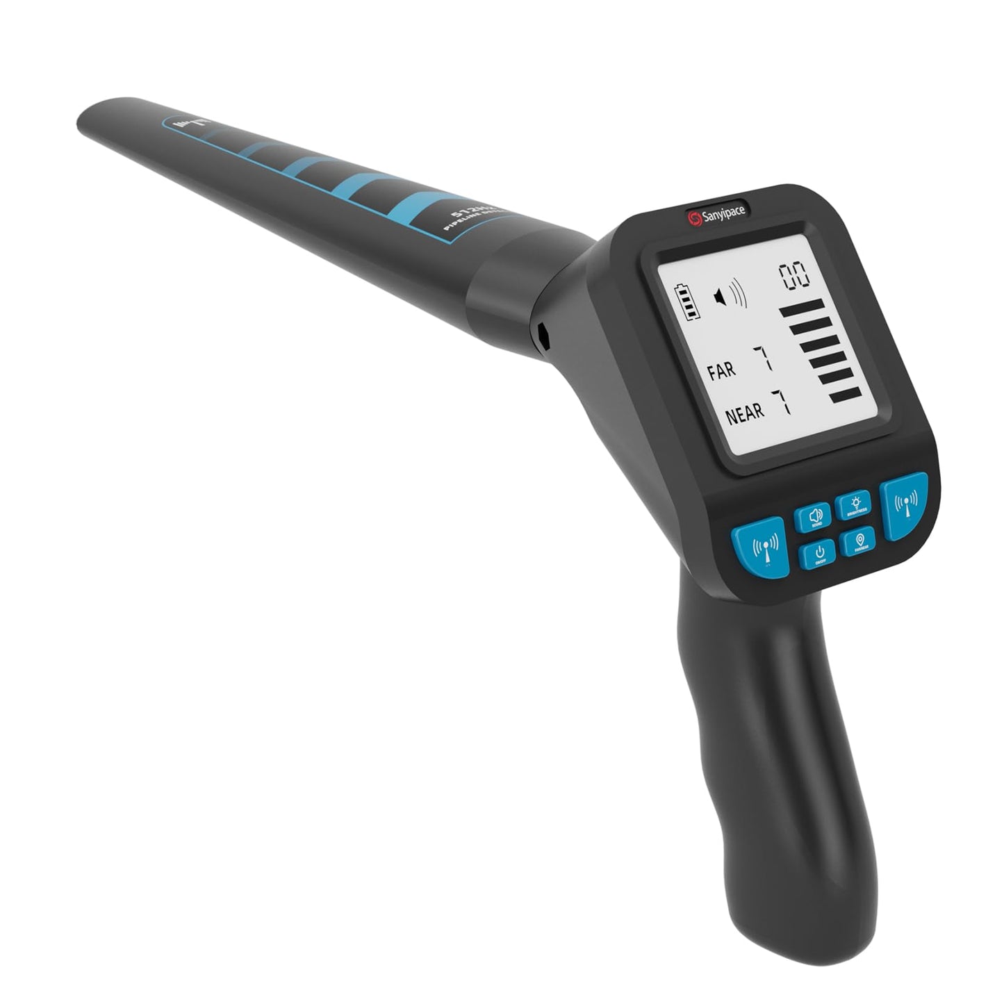Sanyipace Locator 512Hz, Underground Pipe Locator, Underground Cable Location Device, Sewer Camera Accessories, 3000mAh Battery Powered, Rechargeable Receiver Locating Wand - Blue & Black