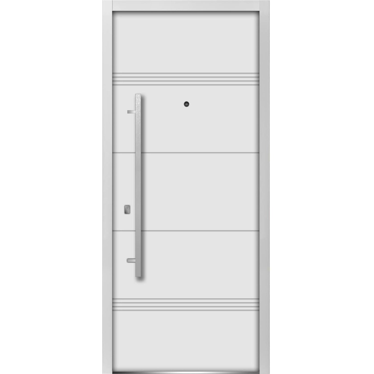VDOMDOORS Deux 1705 | White Enamel | Exterior Steel Single Front Door | Right-Hand inswing | Size: 36" x 80" | Prehung