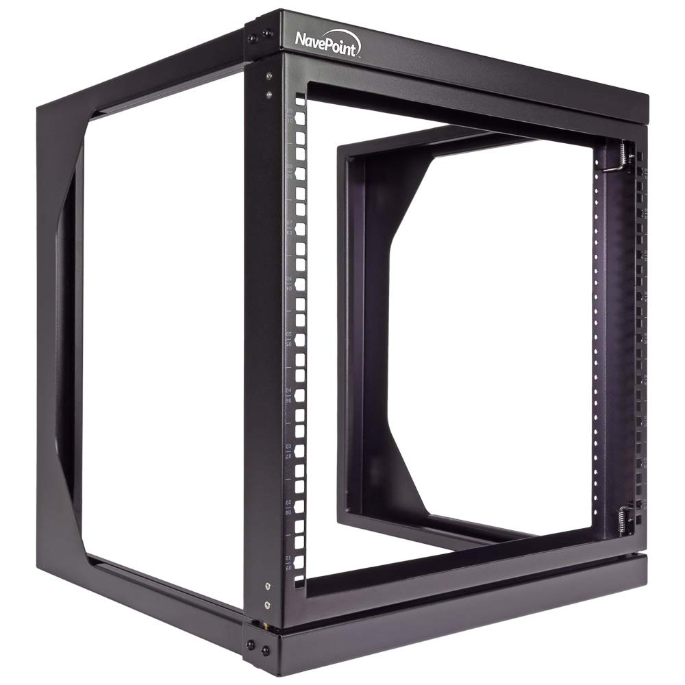 NavePoint 9U Open Frame Server Rack for 19" Network Equiment & 1U Cantilever Vented Server Shelf for 19-inch Equipment - 10-inch 250mm Deep