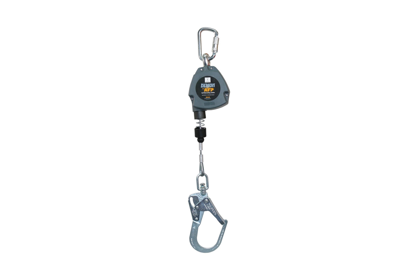 AFP Demon 11 FT Single Leg Self-Retracting Lifeline Cable Retractable | Steel Locking Pelican Rebar Hook | Safety Yoyo Fall Protection Arrest Limiter | Construction Industrial | OSHA & ANSI Rated SRL