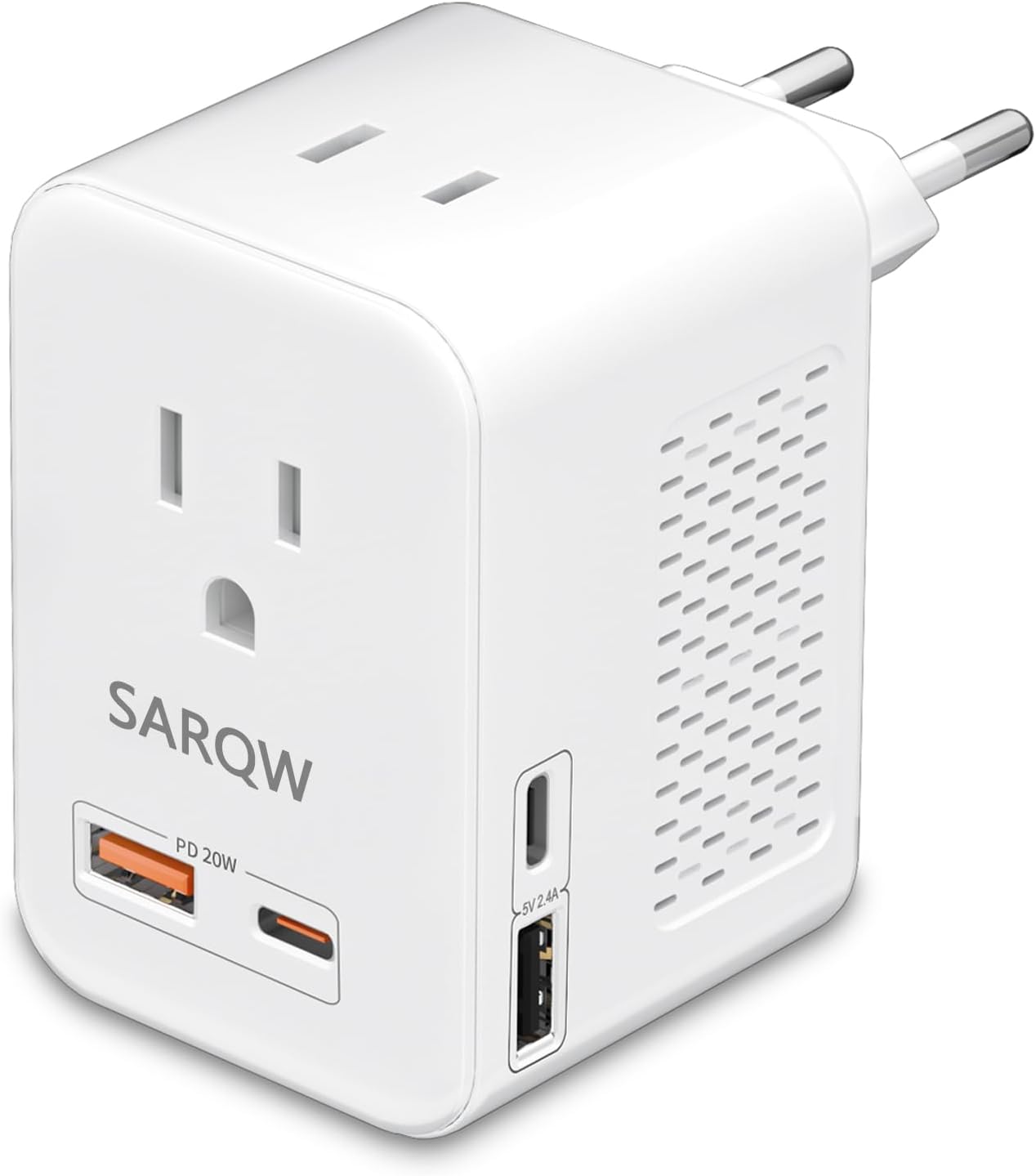 SARQW 220V 110V 2 2 20 2 to Voltage Conversion Plug Adapter for Traveling from USA to Europe with USB and USBC Ports PD