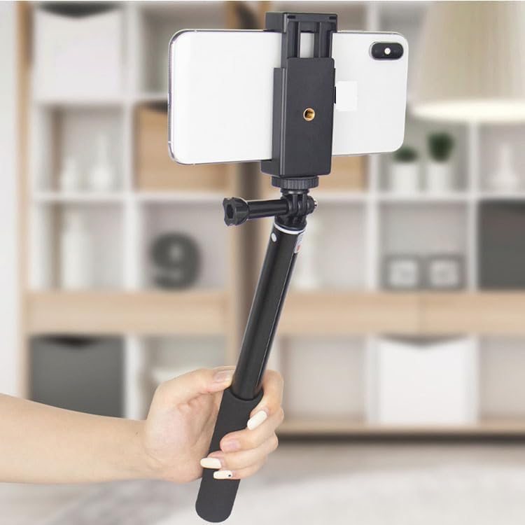 Reflex Camera 1/4 Phone Holder with Cold Shoe Mount Adjustable Smartphone Clamp with Tripod Thread, Compatible