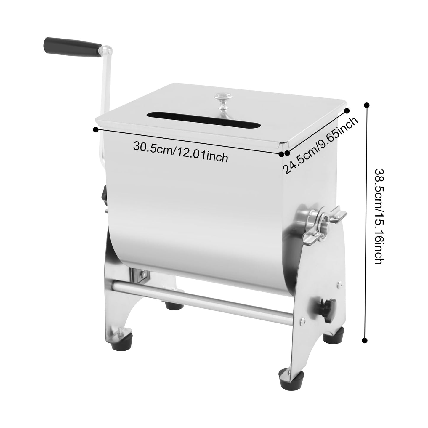 Commercial Tilting Meat Mixer, 22 lb Stainless Steel Sausage Mixer Machine, Manual Crank with Removable Paddle & Non-Slip Base, for Burger Jerky Seasoning, Home & Restaurant Use