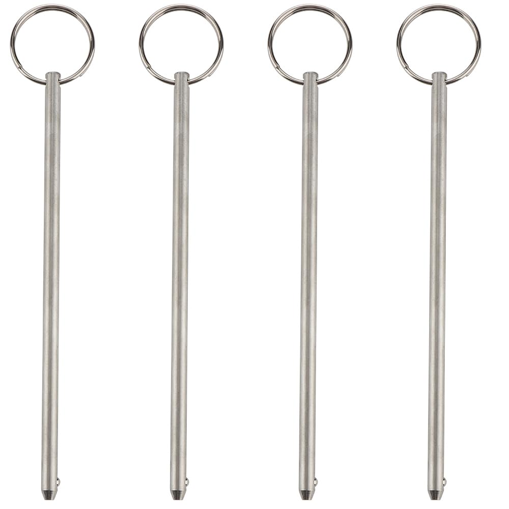 4 Pcs Quick Release Long Pin, Diameter 0.236"(6mm), Usable Length 5-3/4"(146mm), Overall Length 6.3"(160mm), Full 316 Stainless Steel, Marine Hardware