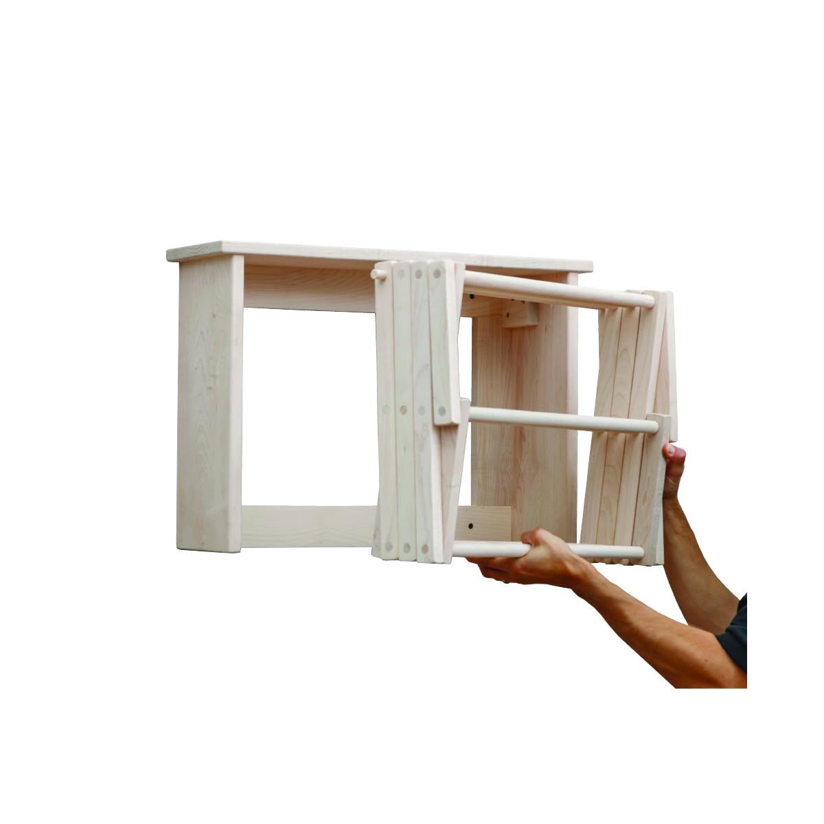 Pennsylvania Woodworks Extra Large Wall Clothes Drying Rack ~ Heavy Duty Solid Maple Hardwood, Folding, Collapses to 35" x 20" x 8", Hand Built in USA, Unfinished