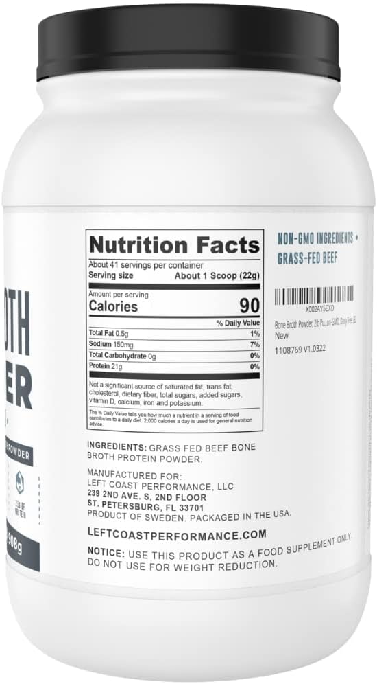 Bone Broth Protein Powder ??Pure Grass-Fed Beef Bone Broth, Unflavored with Natural Collagen, Glucosamine & Gelatin ??Paleo & Keto-Friendly, Non-GMO, Dairy-Free for Gut Health & Joint Support 32oz