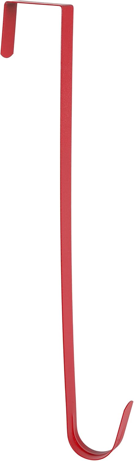 Wreath Hanger - Sturdy Steel Over The Door Hook for Front Door | Red, 4