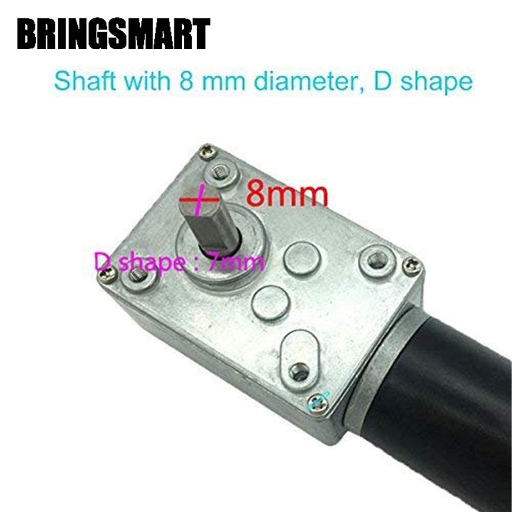 BRINGSMART 12V 16rpm DC Worm Gear Motor 70kg.cm High Torque Turbine Electric Gearbox Motor Self-Locking Reversed Mini Engine Geared Motor for DIY Robot Door Lock Curtain Machine (12V 16rpm)