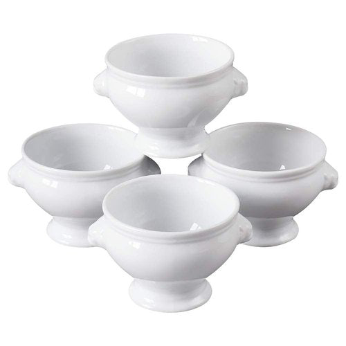 Cinf Ceramic 16 oz Set of 4 Lion Head Porcelain Soup Bowls White Christmas Gifts Microwave Safe Soup and Fruit Home Kitchen