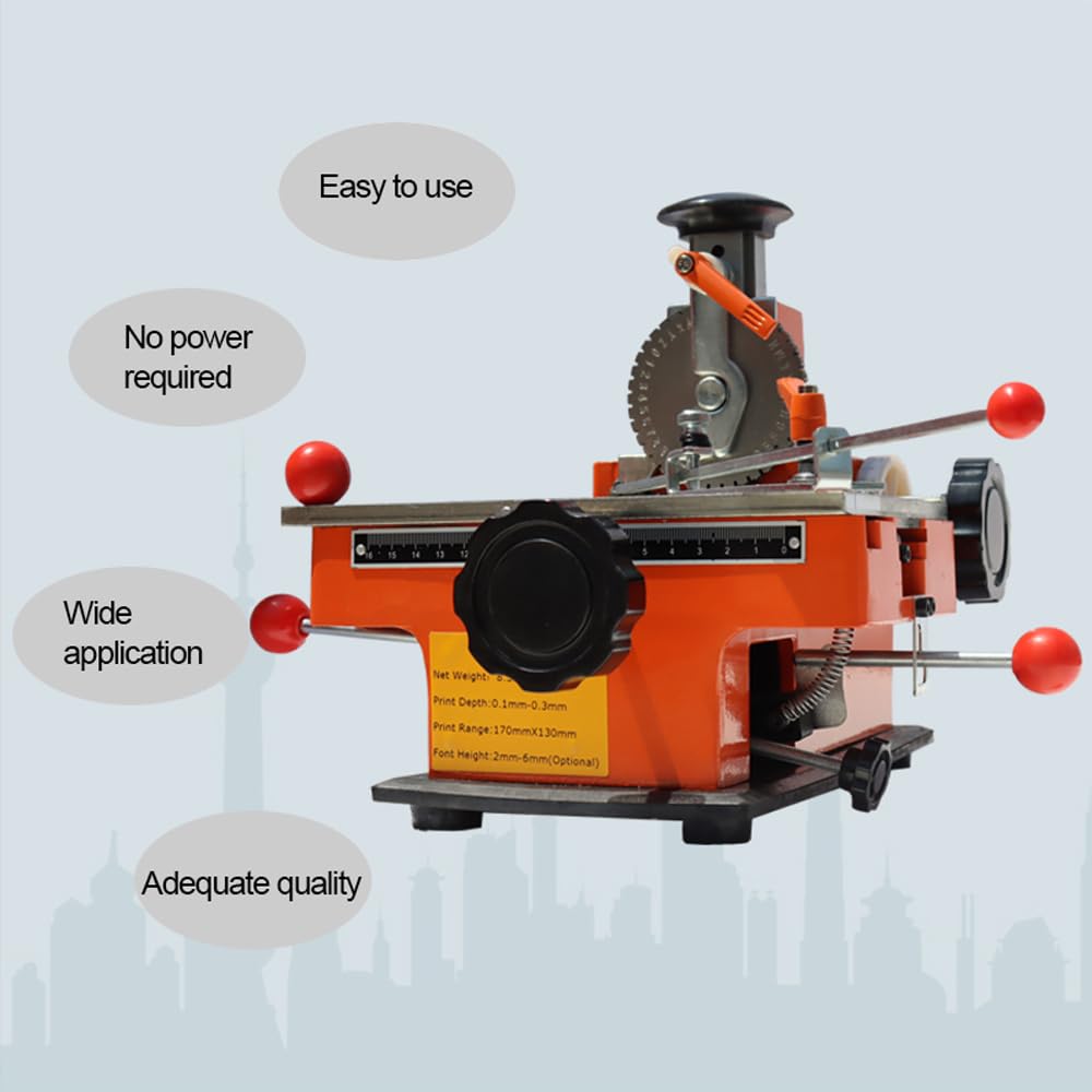 PreAsion Manual Nameplate Metal Label Stamping Printer Machine Semi-Automatic Sheet Embosser with Fixture 4mm
