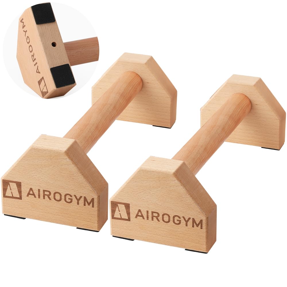 Push-up Stand, 2 PCS Wood Pushup Bars Non-Slip Base Exercise Home Workout Equipment, 30CM Wooden Parallettes Handle Stands Grip for Men Strength Training, Planks Calisthenics