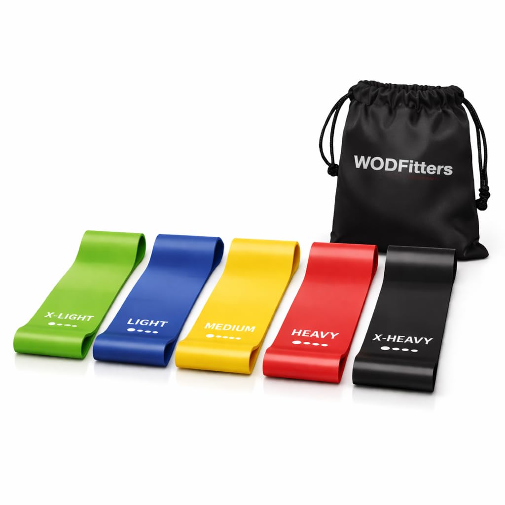 WODFitters Mini Bands Set - 5 Exercise and Workout Resistance Bands - Exercise Loops - Workout Flexbands for Stretching, Physical Therapy, Rehab, Home Fitness and Muscle Activation