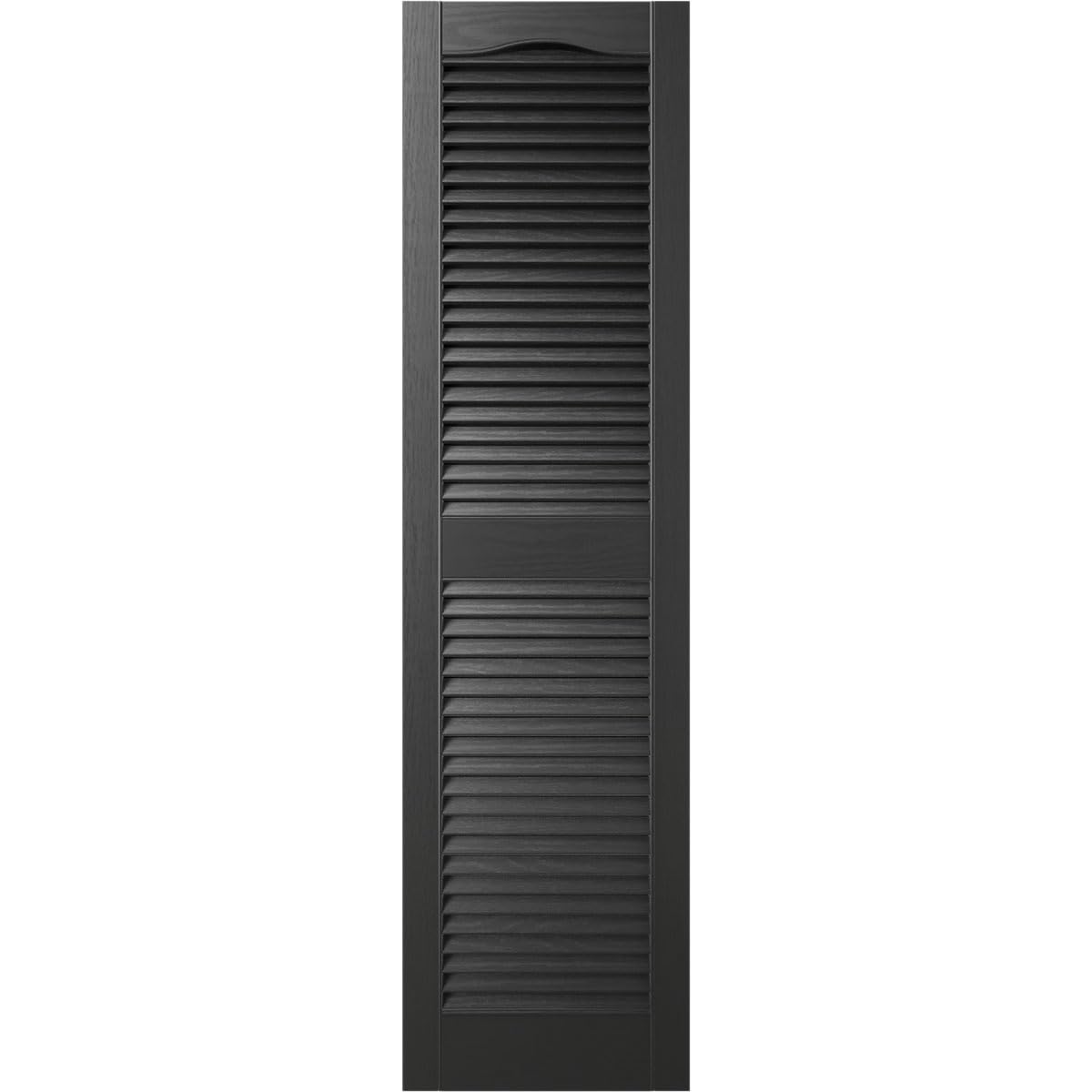 Ekena Millwork Lifetime Vinyl LL1S14X06400BL Standard Cathedral Top Center Mullion, Open Louver Vinyl Shutters, w/Installation Shutter-Lok's & Matching Screws (Per Pair), 14 1/2"W x 64"H, Black