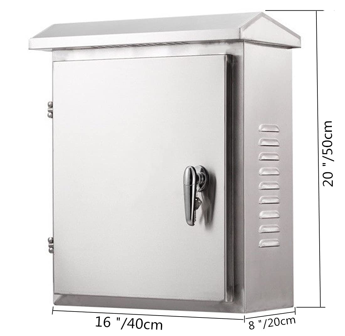 304 Stainless Steel Electrical Box 20'' x 16'' x 8'' Outdoor Electrical Enclosure Box 20" H x 16" W x 8" D with Mounting Plate Weatherproof Anti-Rust and Anti-Corrosion