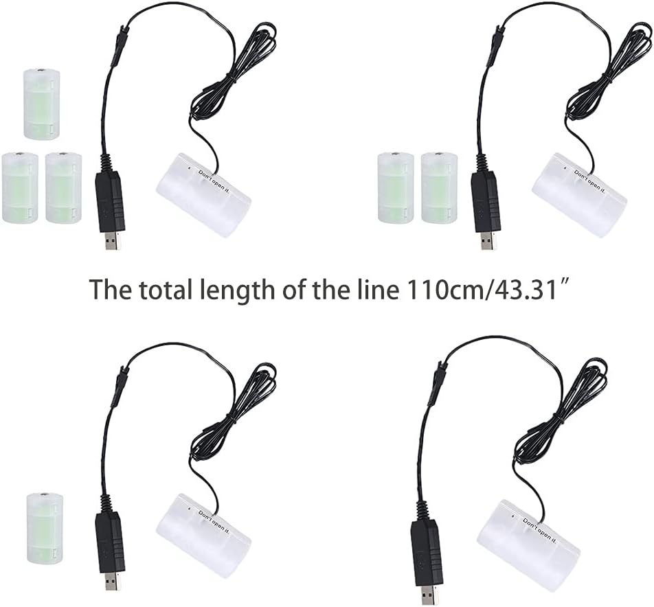 1.1m 1.5V 3V 4.5V 6V 1-4pcs 1.5V Feamos USB To D-Cell-Battery Eliminator Can Replace D-Alkaline Batteries for Lamp Toy