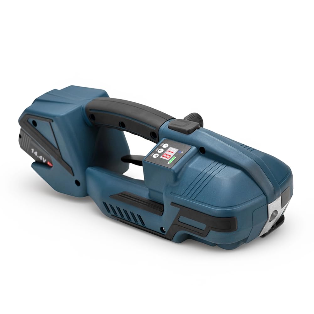 VONPACK V2 Electric Handheld Strapping Tool with 4000mah Battery and LED Digital Display,0.5"-0.63"(13-16mm) PP PET Automatic Strapping Packing Machine Tensioner for Banding Pallet Box Carton Wood