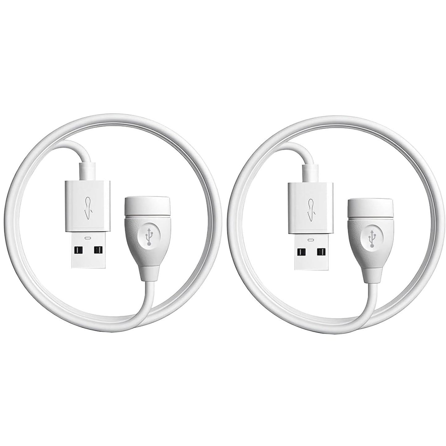 3.3 2-Pack, 2.0 2A White USB Extension Cable FT USB Extender Cord Fast Charging and Data Transfer