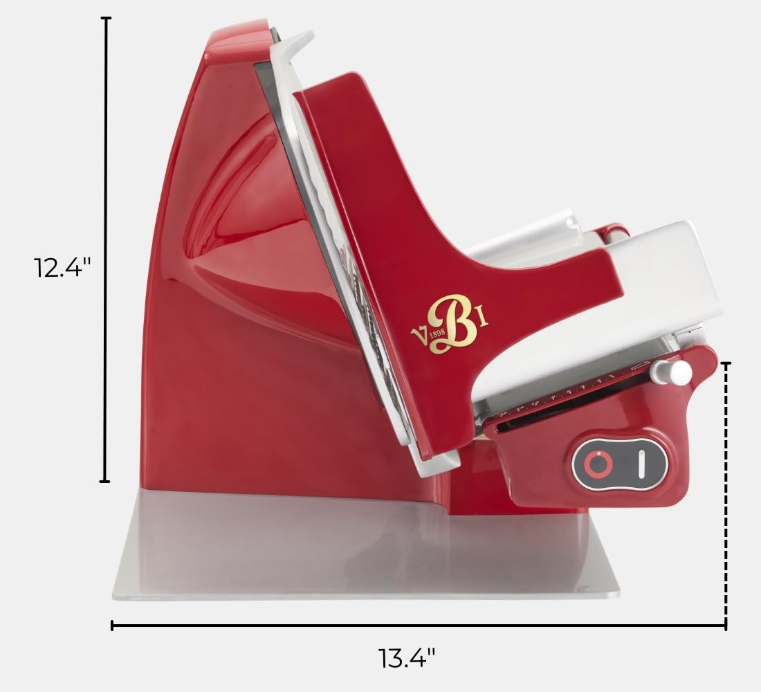 VBI Milano Home Line Plus 250 Electric Food & Meat Slicer in Red+ VBI Milano Home Line Cover+ Presenting Board Bundle