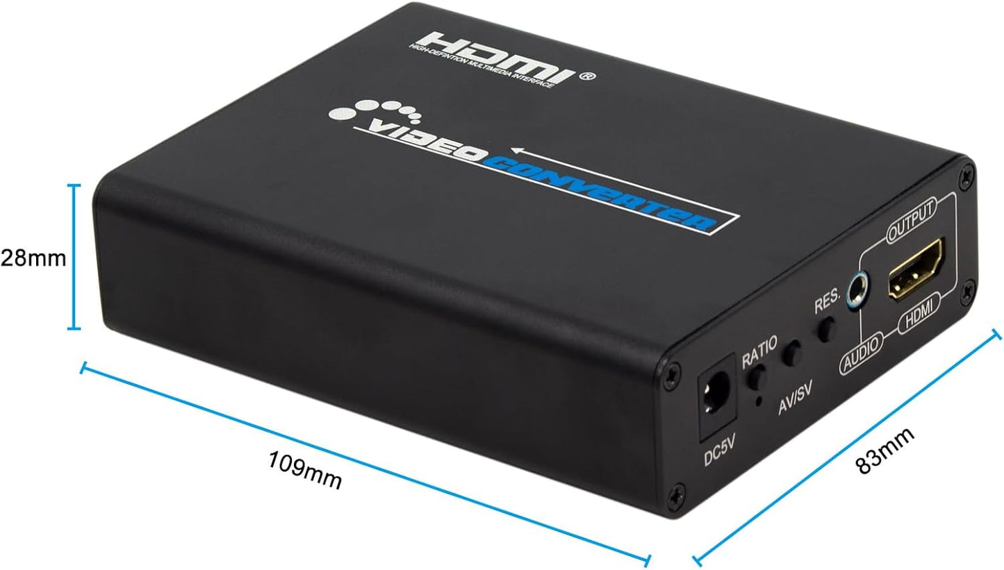 HDSUNWSTD 3RCA 4 3/16 9 /3.5mm 480P/576P/720P/1080P AV CVBS Composite & S-Video R/L Audio to HDMI Converter Adapter