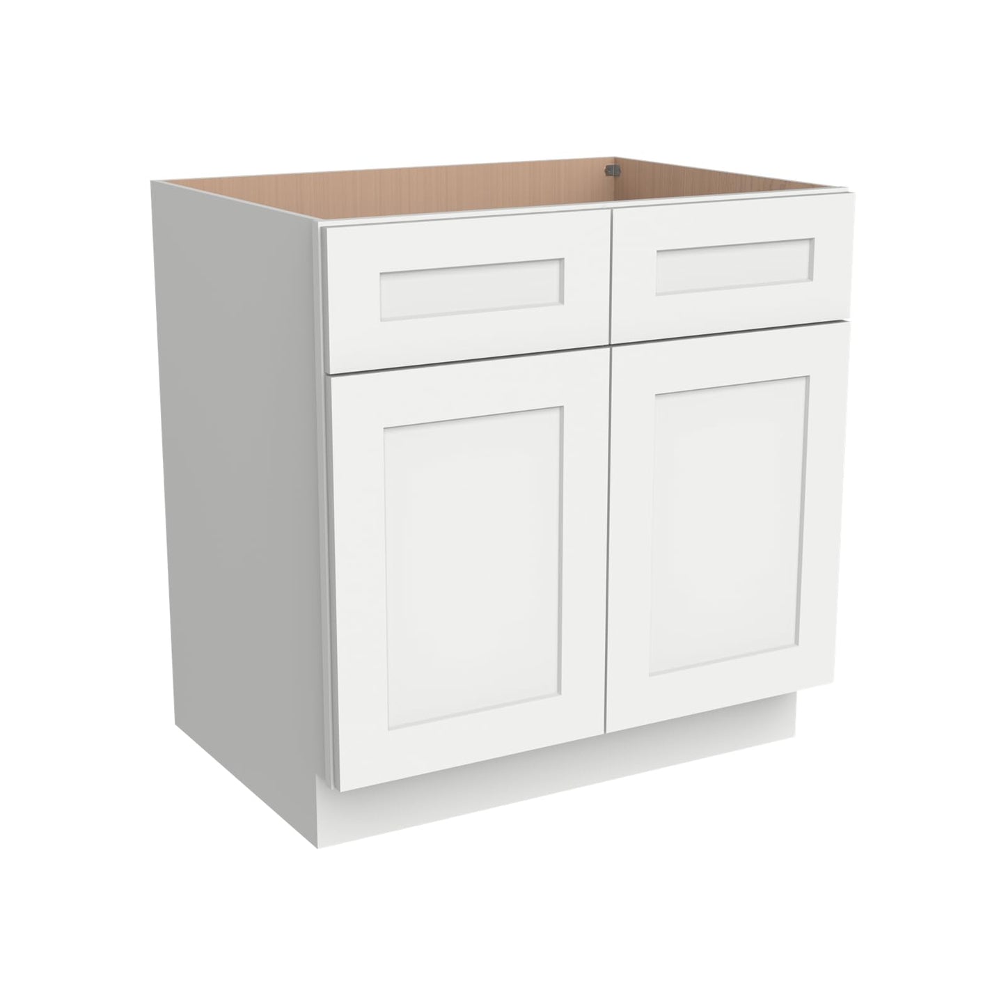 HCIOAN Solid Wood Frame Shaker Style RTA Sink Base Cabinet - 2 Doors, 1 False Drawer for Kitchen, Bathroom Vanity, Office Washroom (SK-Origami White, 27" W x 24" D x 34.5" H)