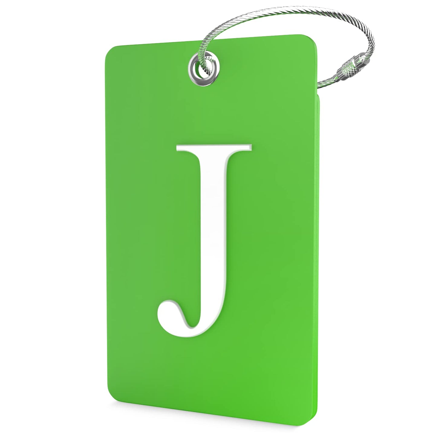 Shacke Luggage Tag Initial – Fully Bendable Tag w/Stainless Steel Loop (Letter J)