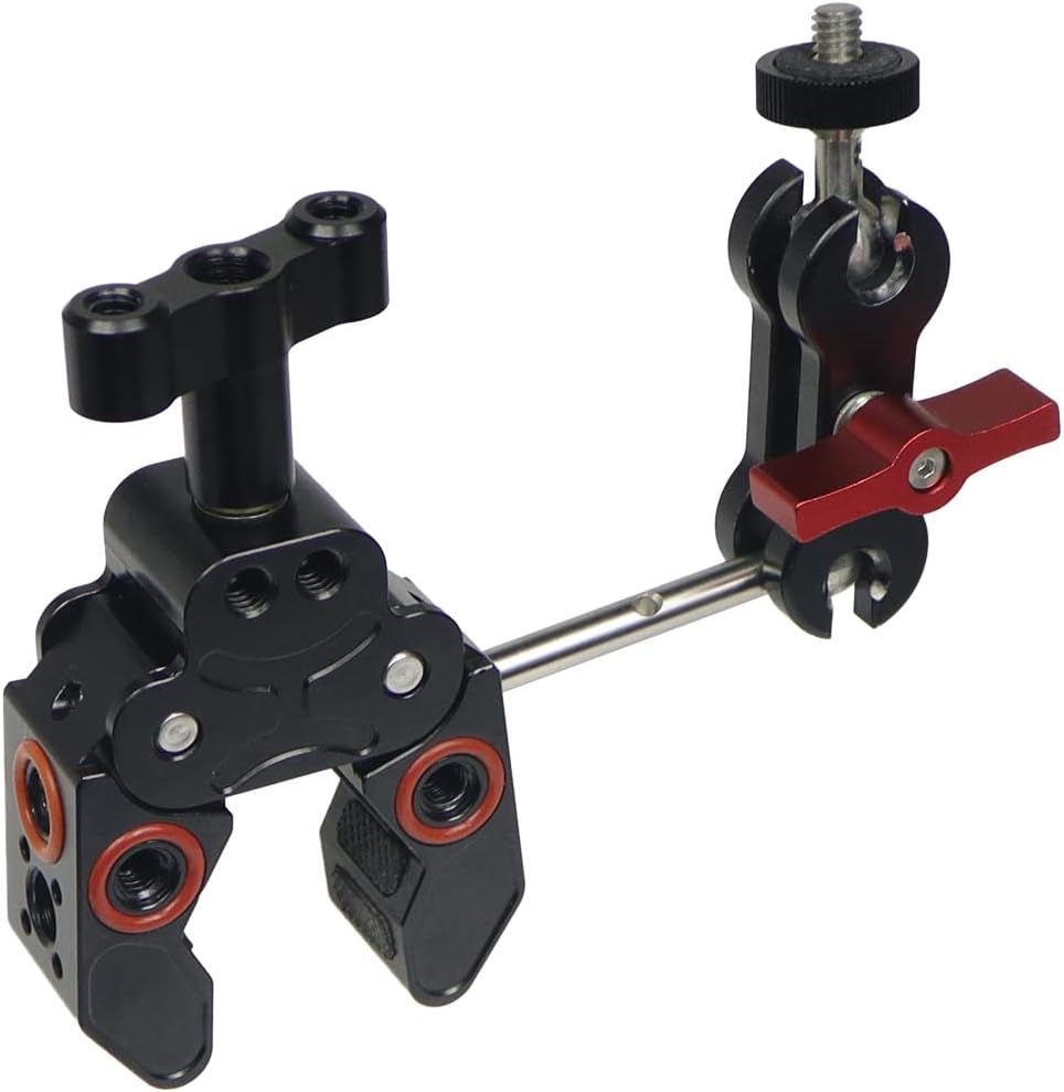 FEICHAO 1/4" 3/8" 13 C-Type Clamp Crab Claw Bracket Anti Slip Anti Loose Magic Arm Adapter Compatible with Hero Sports