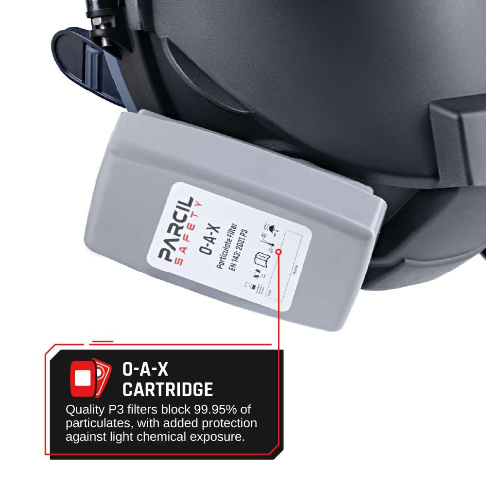 WF-100 Full-Face Welding Respirator – 2 x 4.25" Shade 9 Lens for Welding, Dual P3 Cartridges, Flip-Up Helmet, Compatible with 3M & Honeywell