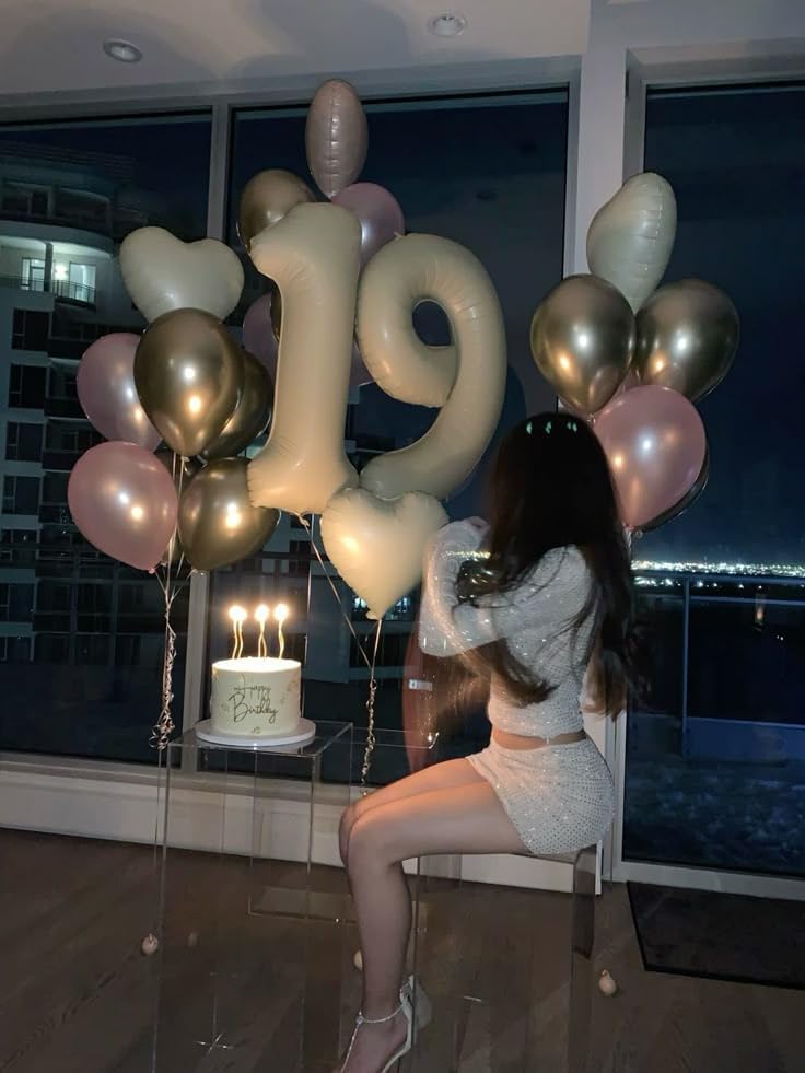 Number Balloons 40 Inch Cream | 18th Birthday Party Decoration for Men & Women