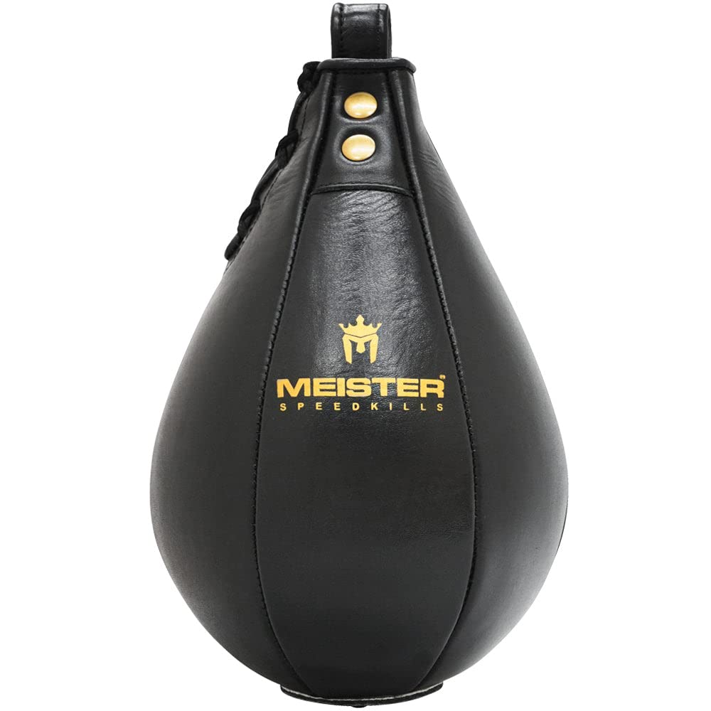 Meister SpeedKills Leather Speed Bag w/Lightweight Latex Bladder - Black - Large (10.5" x 7") (26.7 cm x 17.8 cm)