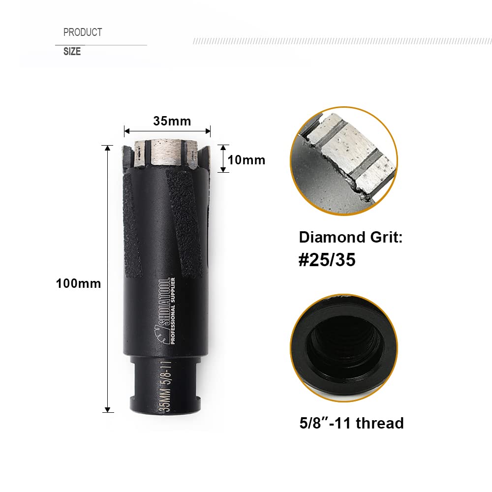 Diamond Core Drill Bits Set 12PCS - DARTOTEK Tile Hole Saw Kit and SHDIATOOL Diamond Core Drill Bits 1-3/8 Inch for Hard Stone Concrete Marble Granite Brick Laser Welded Dry or Wet Hole Saws 35mm