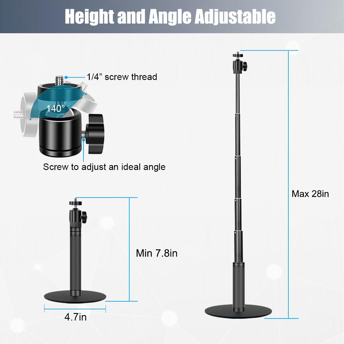 JCWINY 28 Inch C922 C930e C920S C920 C615 C960 C920x 4K N60 Webcam Stand, Web Cam Stand for Desk, Adjustable Webcam