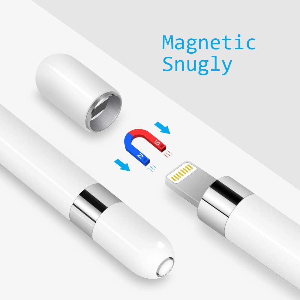 MJKOR 1st, Magnetic Replacement Cap Charging Adapter and Tips Replacement Compatible with Apple Pencil Cap Holder