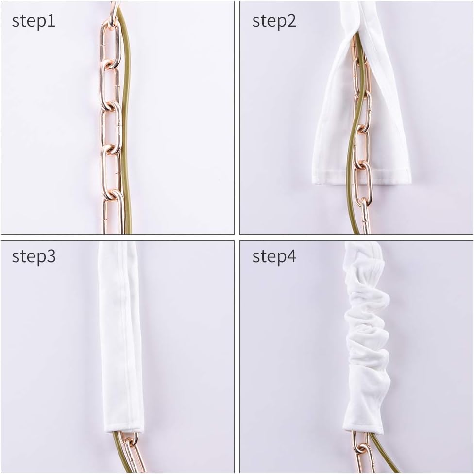 Aory 6 Chandelier Chain Cover Feet,Flannelette White Fabric Cord Cover for Chandelier Wire Decoration and Protector