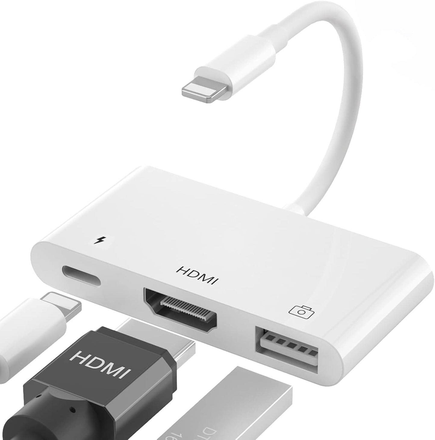 Unitrox 3 1 1080P HDMI Splitter, in USB Camera Adapter with Digital AV HDMI + Charging Splitter, Support USB Flash