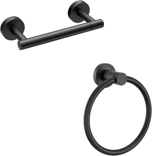 FORIOUS Toilet Paper Holder & Hand Towel Holder Set - Durable SUS304 Stainless Steel | Black Finish