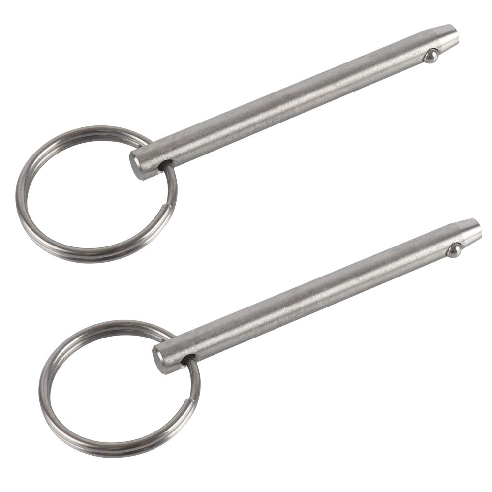 2 Pack Quick Release Pin, Diameter 1/4"(6.3mm), Overall Length 3"(76mm), Usable Length 2.4"(61mm), Full 316 Stainless Steel, Bimini Top Pin, Marine Hardware