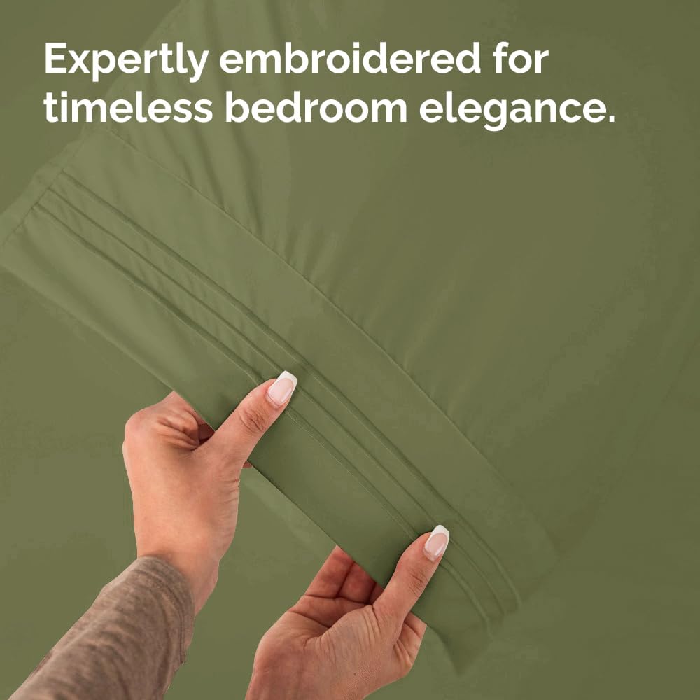 Queen Pillow Cases by [Brand Name] - Ultra Soft Hotel Quality - Wrinkle-Free & Fade Resistant - 4 Piece Set in Sage Green