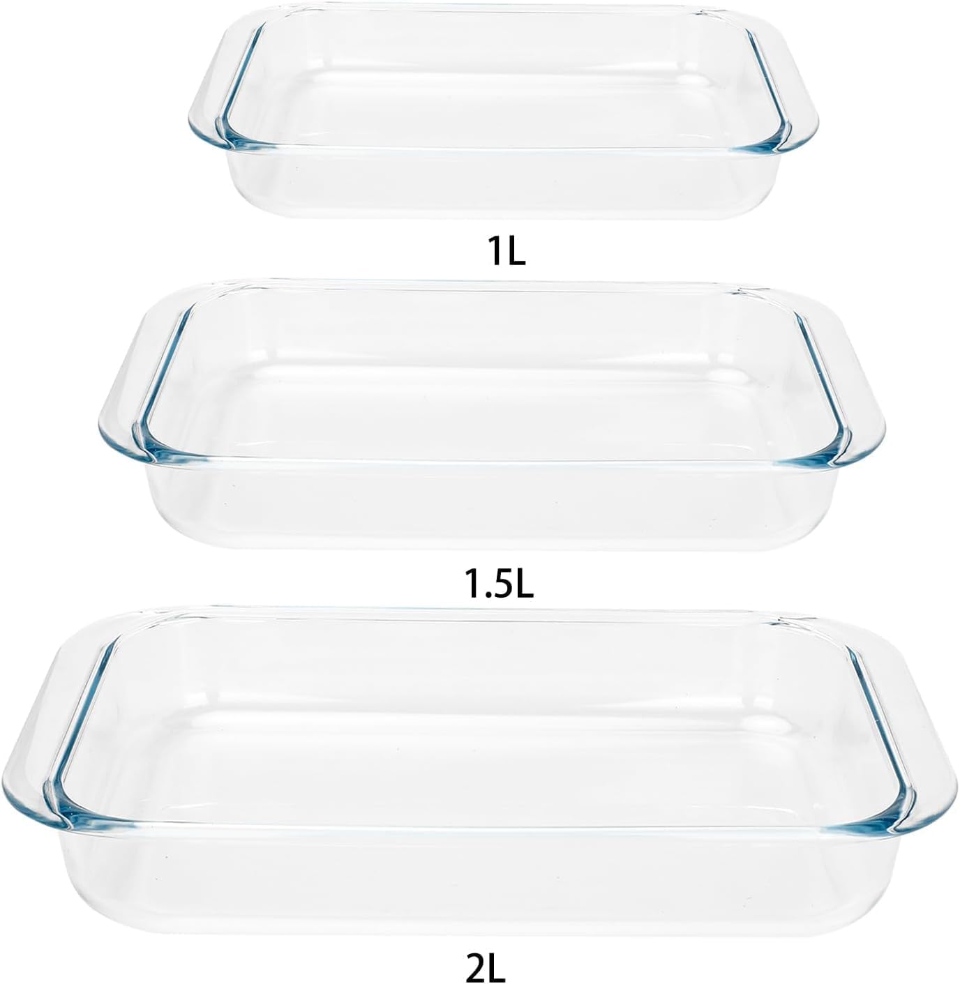 Regine Switzerland 1-Quart Tempered Glass Baking Dishes - Personal Sized Oblong Cookware (2 Pack)