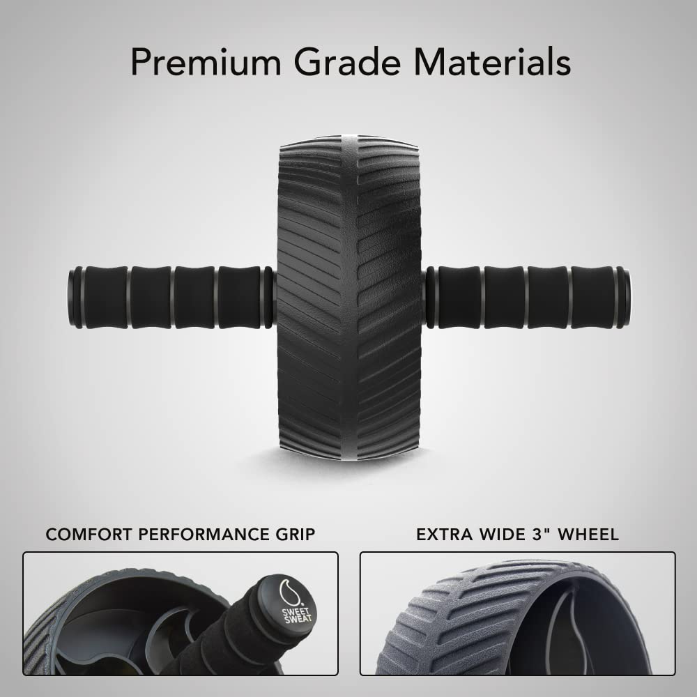 Sports Research Ab Wheel Roller with Knee Pad | Sturdy 3" Wheel for Core Workouts in The Gym or at Home