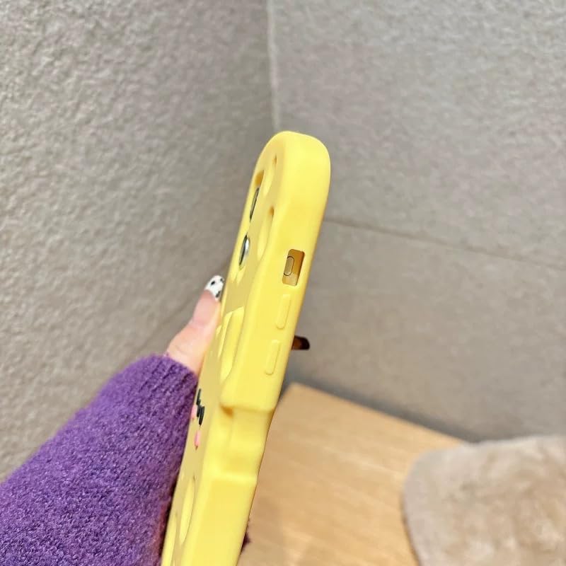 AZIALOWK 3D 17) Soft Silicone Cheese Phone Case for Apple Food Yellow Color Bright Vibrant Cartoon Creative Fun Cute