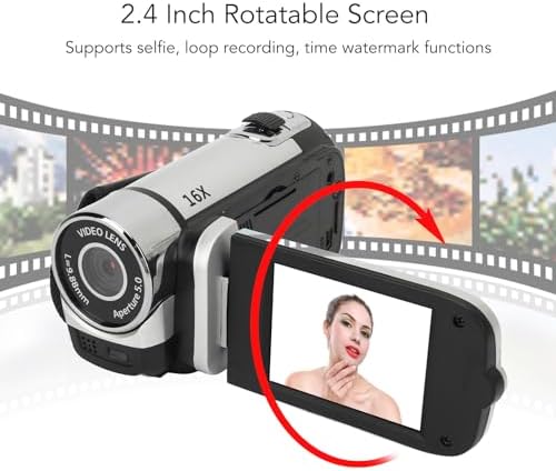 1080P 16MP 2.4 Inch 16X Video Camera Camcorder, Digital Camera Recorder, Rotatable Screen Digital Zoom Camcorder Camera