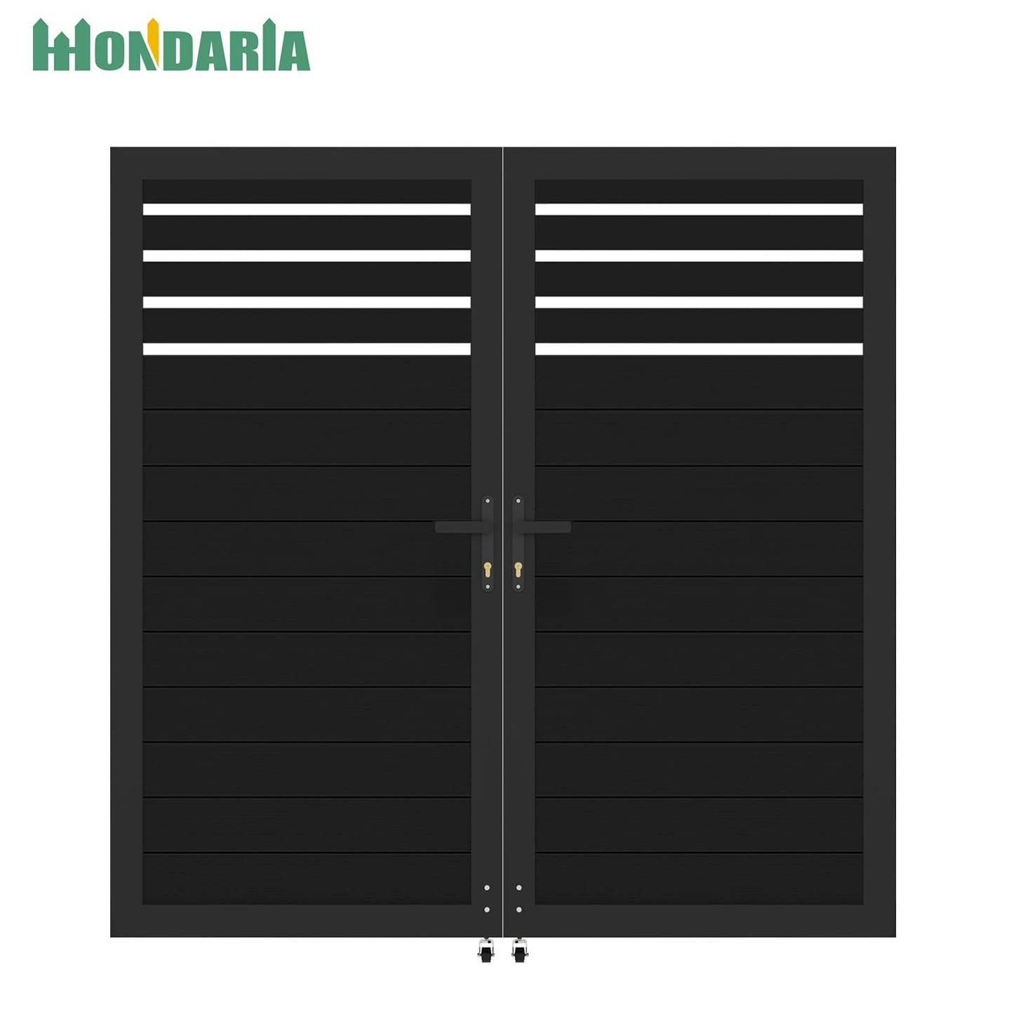 Mondaria Aluminum Double Fence Gate, 6FT H x 6FT W Outdoor Driveway Privacy Gate with Heavy Duty Metal Frame, Rustproof Powder-Coated Gate with Lockable Handle Kit, Semi-Privacy (Posts Not Included)
