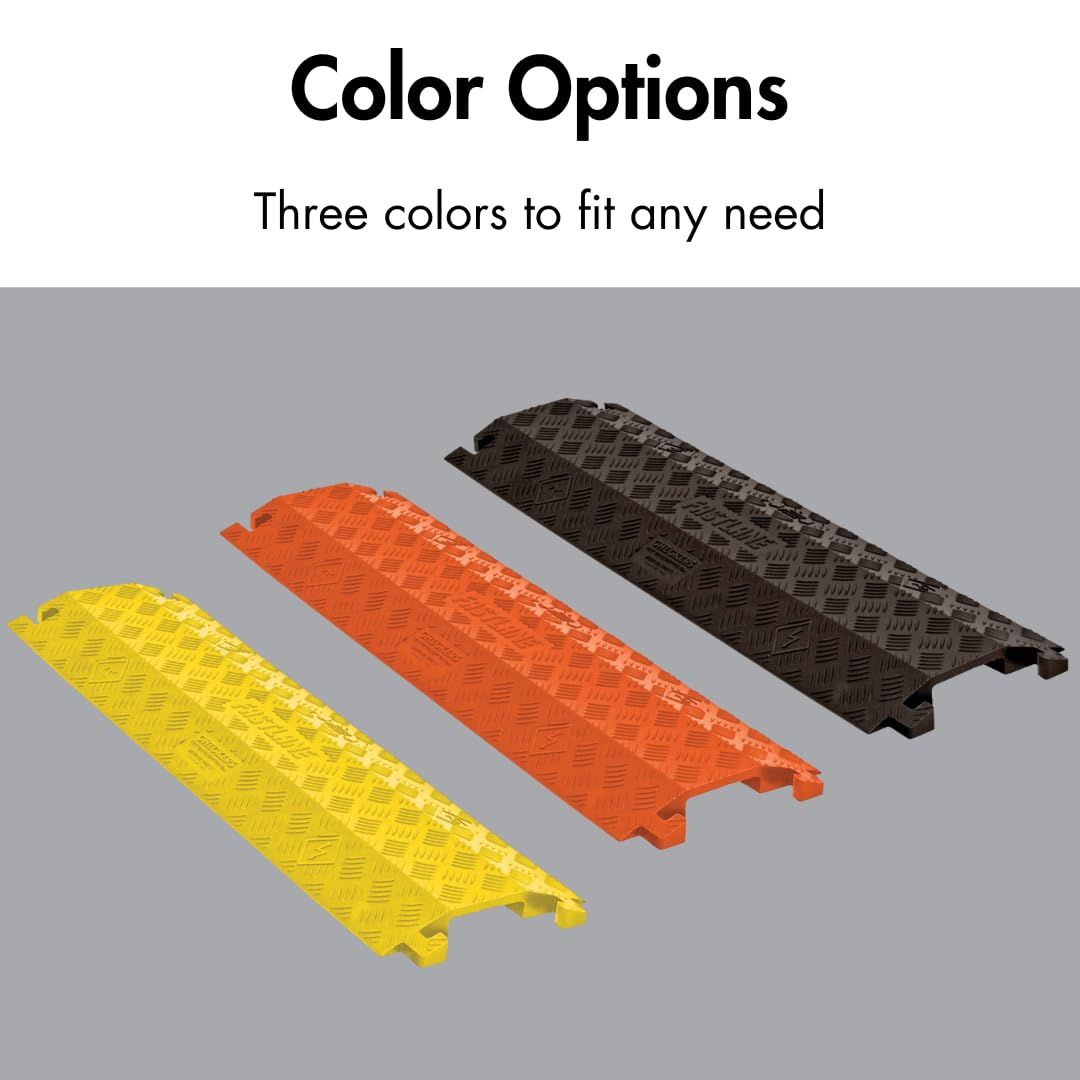 Checkers 1 Channel 3' Long Light Duty Drive Over Cable Protector for Multiple 1" Lines - Floor Cable Cover for Walkways and Driveways - Made in The USA from Durable Polyurethane - Orange - FL1X4-O