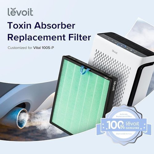 LEVOIT Vital 100S-P Air Purifier Replacement Filter - HEPA Sleep Mode & High-Efficiency Carbon, Green, 1 Pack