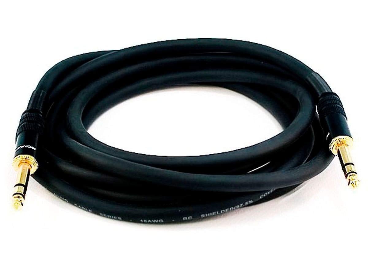 1/4-Inch 25 16AWG, Monoprice TRS Male to Male Cable - Feet - Black, Gold Plated - Premier Series