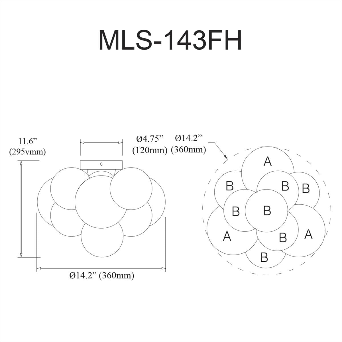 Dainolite 3 Light Flush Mount Ceiling Fixture, Opal White Glass, Silver Finish, Model MLS-143FH-PC-FR