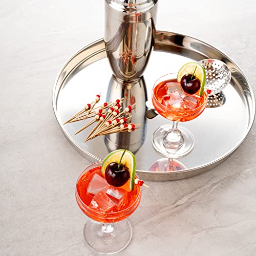 Restaurantware 2.8 Inch Food Skewers 1000 Beaded Canape Sticks - Sturdy Disposable Red And Cream Bamboo Wood Picks For Food Microwavable For Appetizers Desserts And Cocktails