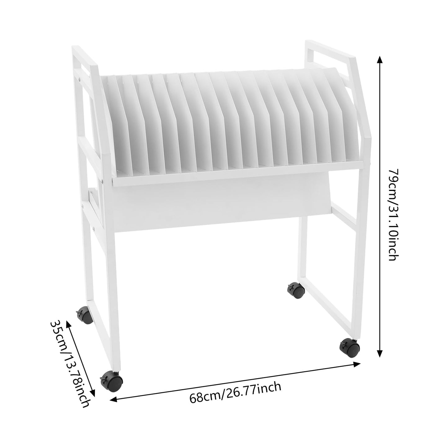 Charging Cart with Removable Dividers, 16 Device Mobile Open Charging Station with 4 Universal Wheels, Office and Classroom Rolling Storage Carts for Chromebook, Tablet and Laptop