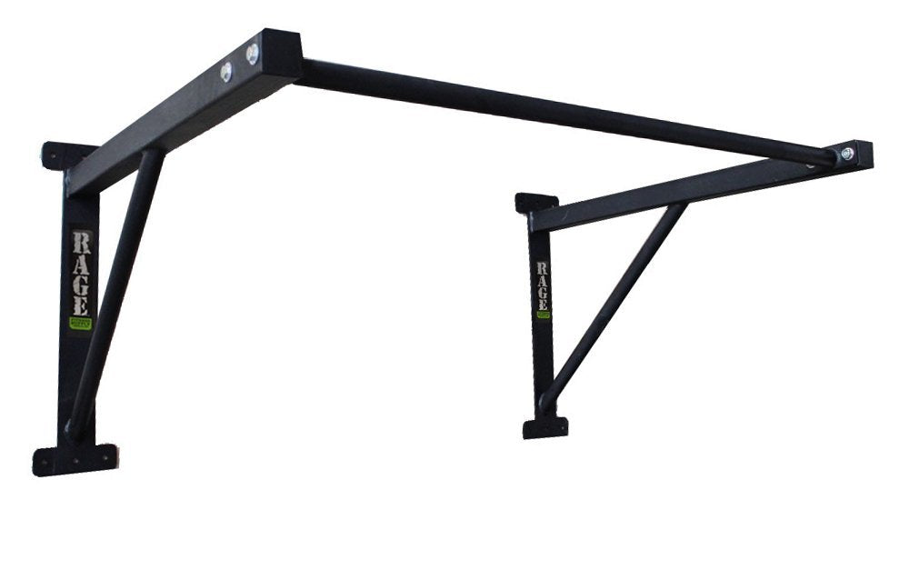 Rage Fitness Heavy-Duty Wall Mounted Pull Up Bar - 500 lbs Weight Capacity | Maintain Upper Body Strength & Core Stability | Space Efficient Steel Chin Up Black Bar for Home & Gym Versatile Workouts